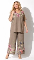 Set 2 piese din In, fusta pantalon si bluza Oversize, bust max 160 cm, Floral. - Img 6