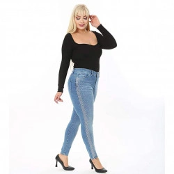 Blugi conici, talie inalta cu extra elastan 204