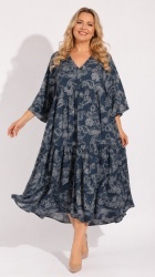 Rochie asimetrica din denim, bust 124 cm.