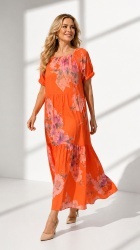 Rochie din bumbac imprimat, Bust maxim 110 cm.