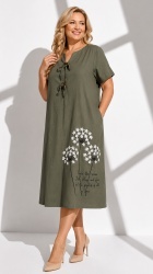 Rochie din bumbac imprimat, cu nasturi aplicati, Bust maxim 122 cm. - Img 6