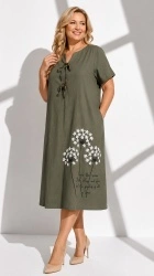Rochie din bumbac imprimat, cu nasturi aplicati, Bust maxim 122 cm. - Img 7