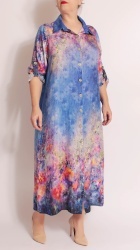 Rochie din matase cu imprimeu floral, bust max.120 cm.