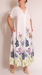 Rochie din vascoza imprimata, Bust maxim 124 cm. - Img 5