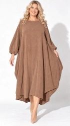 Rochie din velur raiat, bust 120 cm, asimetrica, stil bufant - Img 2