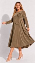 Rochie din velur raiat, bust 120 cm, cu floare 3D - Img 6