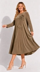 Rochie din velur raiat, bust 120 cm, cu floare 3D - Img 6