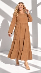 Rochie din velur raiat, bust 124 cm, cu volane - Img 2