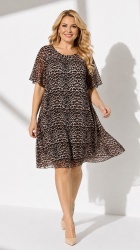 Rochie din voal, plisata, bust 122 cm, max.126 cm. Animal print. - Img 3