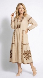 Rochie etno, din bumbac, cu broderie.