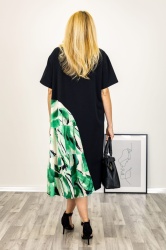 Rochie, neagra OVERSIZE, tricot tip jerse si satin. - Img 5