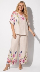 Set 2 piese din In, fusta pantalon si bluza Oversize, bust max 160 cm, Floral. - Img 3