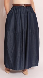 Fusta Pantalon, din material tip denim, subtire