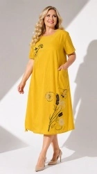 Rochie din bumbac, cu inserție din jerse, Bust maxim 124 cm. - Img 2