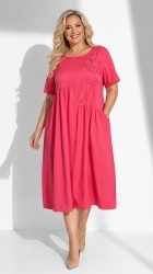 Rochie din bumbac, uni, cu floare 3D, crosetata, Bust maxim 122 cm.