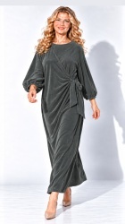 Rochie din velur raiat, bust 120 cm, cu cordon lareral - Img 6