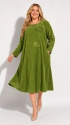 Rochie din velur raiat, bust 120 cm, cu floare 3D - Img 4