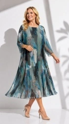Rochie din voal, plisata, bust 122 cm, max.126 cm. Color. - Img 5