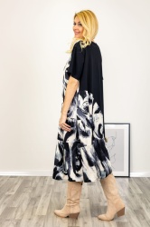 Rochie, neagra OVERSIZE, tricot tip jerse si satin. - Img 6