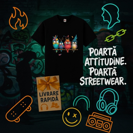 Tricou Bufnite colorate speriate, Cele mai bune prietene Negru, Copii | Dama | Barbat