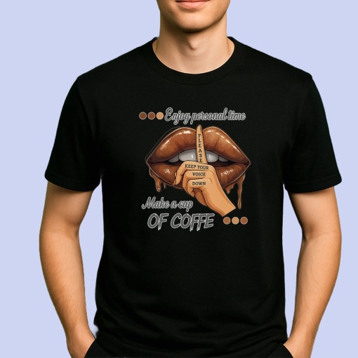 Tricou Buze enjoy personal time Negru, Copii | Dama | Barbat