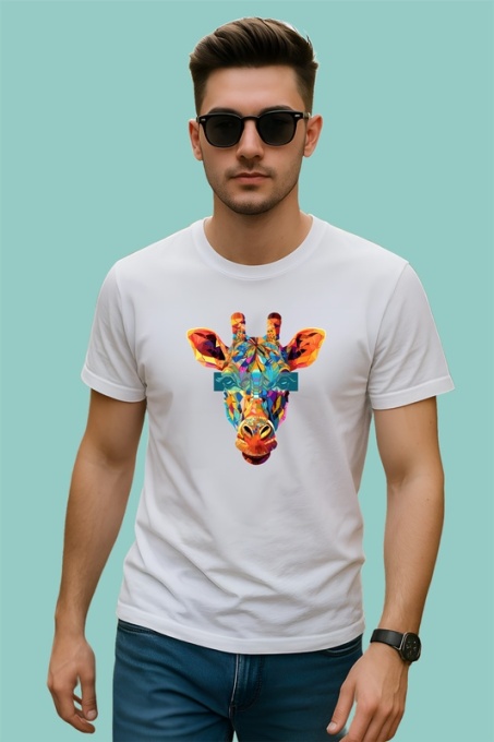 Tricou Girafa Colorata Stil Poligonal, Copii | Dama | Barbat