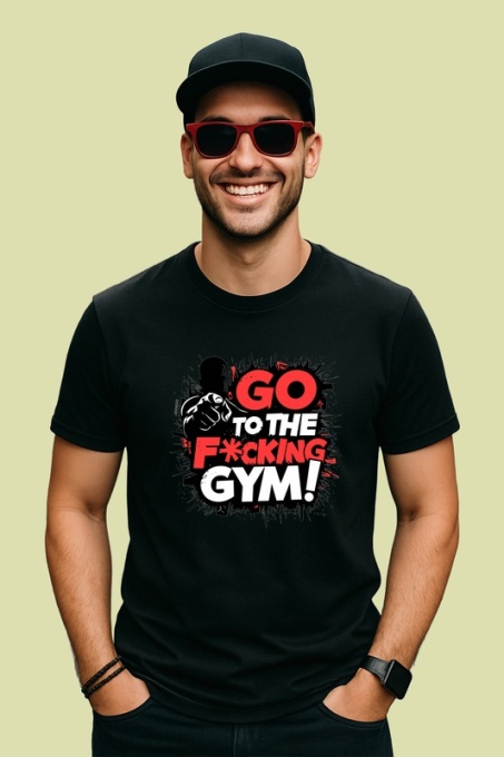 Tricou Go To The Fcking Gym Negru Rosu, Copii | Dama | Barbat, culoare negru