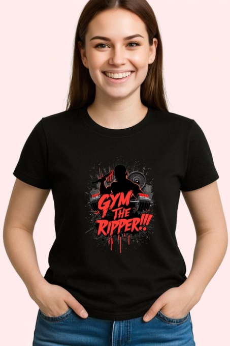 Tricou Gym The Ripper Slogan Teroare, Copii | Dama | Barbat, culoare negru