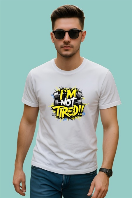 Tricou Im Not Tired Text Galben, Copii | Dama | Barbat