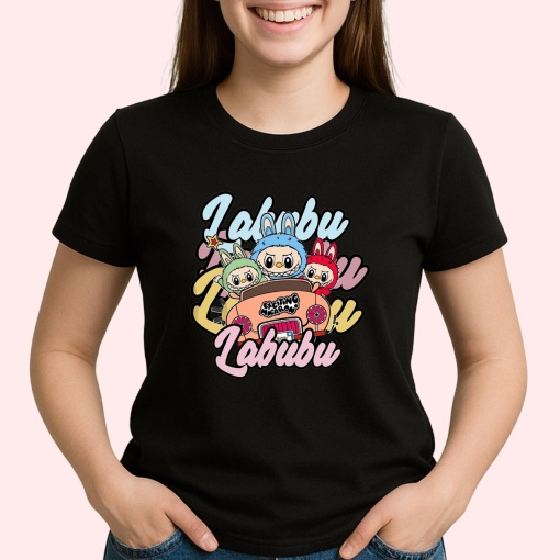 Tricou Labubu Labubu burger, Unisex Dama si Barbat | Copii, Culoare Negru