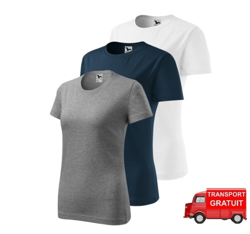 Set 3 tricouri dama simple bumbac 100%, casual clasic pentru femei Gri inchis, albastru marin, alb - 133