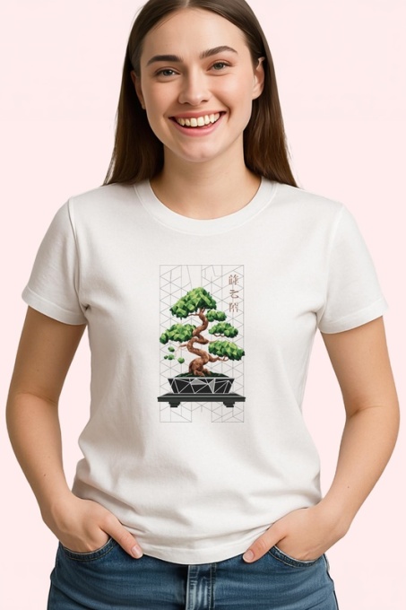 Tricou Bonsai Japonez Cu Elemente Geometrice, Copii | Dama | Barbat