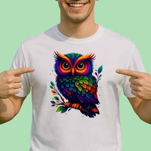 Tricou Bufnita stil curcubeu - Copii | Dama | Barbat