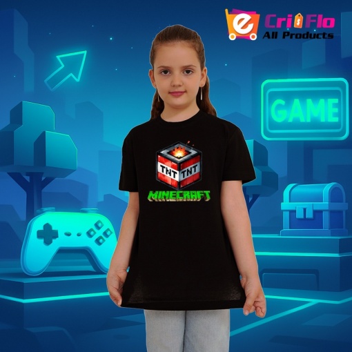 Tricou Minecraft T N T Exploziv Tricou Negru Copii | Dama | Barbat