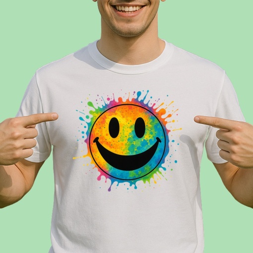 Tricou Smiley Happy Colorat - Copii | Dama | Barbat