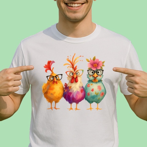 Tricou Trei gaini colorate - Copii | Dama | Barbat