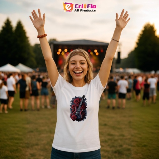 Tricou Chitara Flori Trandafiri Rock, Copii | Dama | Barbat