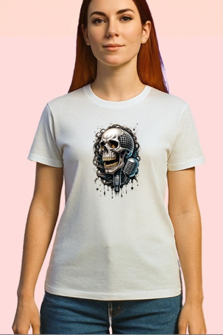 Tricou Craniu Microfon Rock Hardcore, Copii | Dama | Barbat