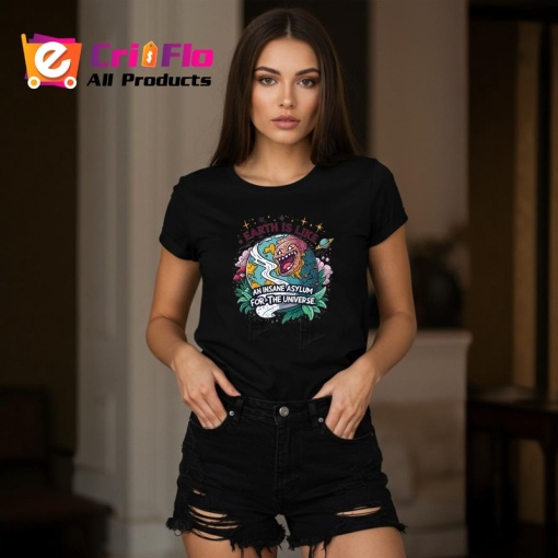 Tricou Earth Is An Insane Asylum, Copii | Dama | Barbat, culoare negru