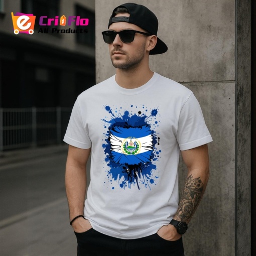 Tricou El Salvador Steag Splash Art, Copii | Dama | Barbat