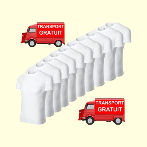 Set 10 tricouri simple albe din bumbac 100%, clasic pentru barbati, Alb