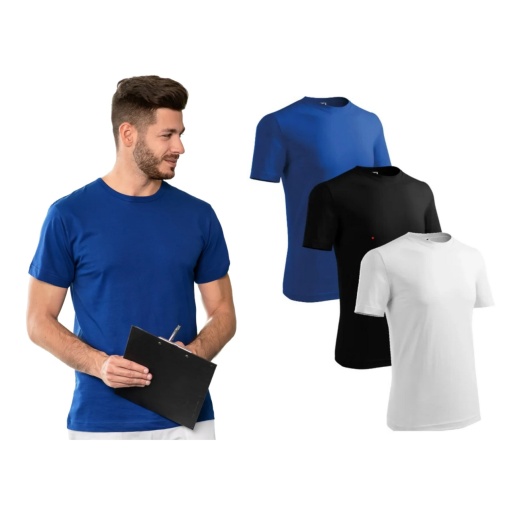 Set 3 tricouri pentru barbati, alb,negru, albastru regal 132