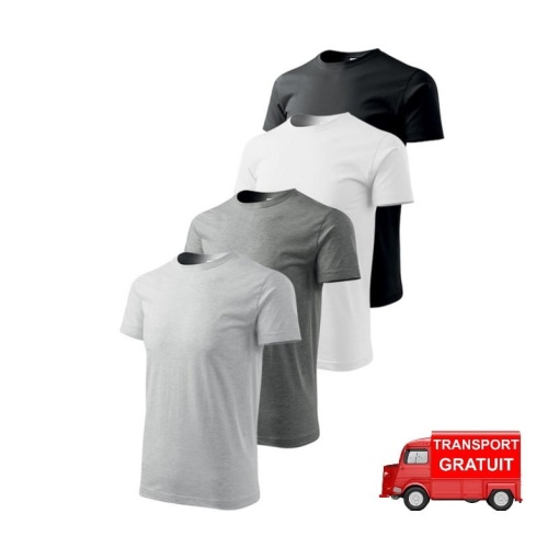 Set 4 tricouri pentru barbati Basic - alb, gri inchis,albastru inchis, gri deschis-129