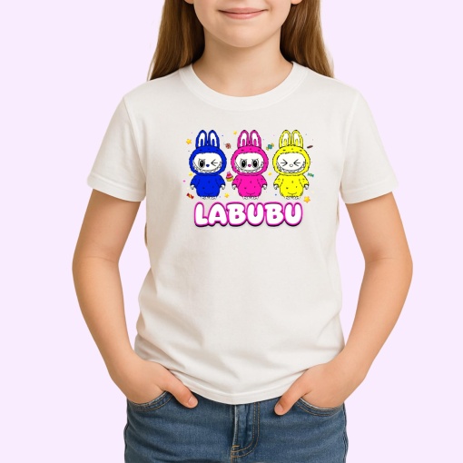 Tricou Labubu trio colorat, Unisex Dama si Barbat | Copii