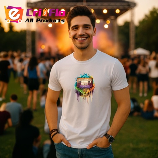 Tricou Music On Cassette Stil Colorat, Copii | Dama | Barbat