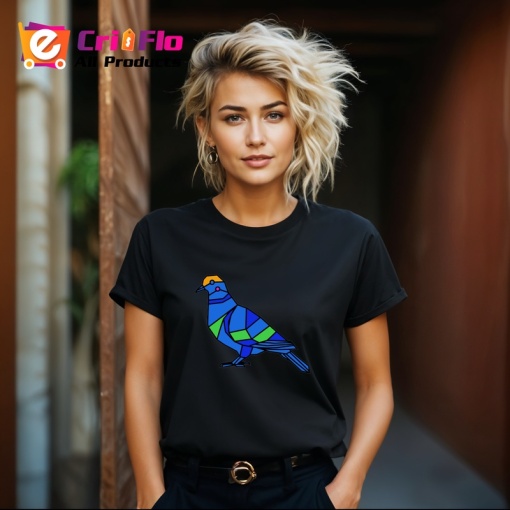 Tricou Pasare Albastra Geometrica, Copii | Dama | Barbat, culoare negru