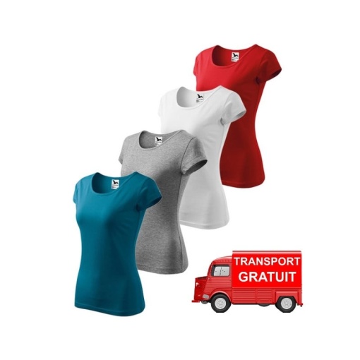 Set 4 tricouri pentru femei - albastru petrol, gri, alb, rosu, 122