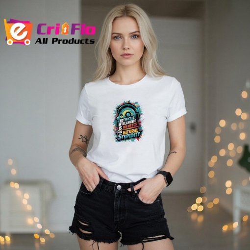 Tricou Artificial Intelligence No Match For Stupidity, Copii | Dama | Barbat