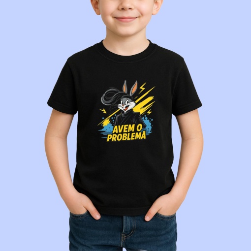 Tricou Avem o problema Iepuras Negru, Copii | Dama | Barbat