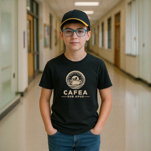 Tricou Cafea sub apus Negru, Copii | Dama | Barbat